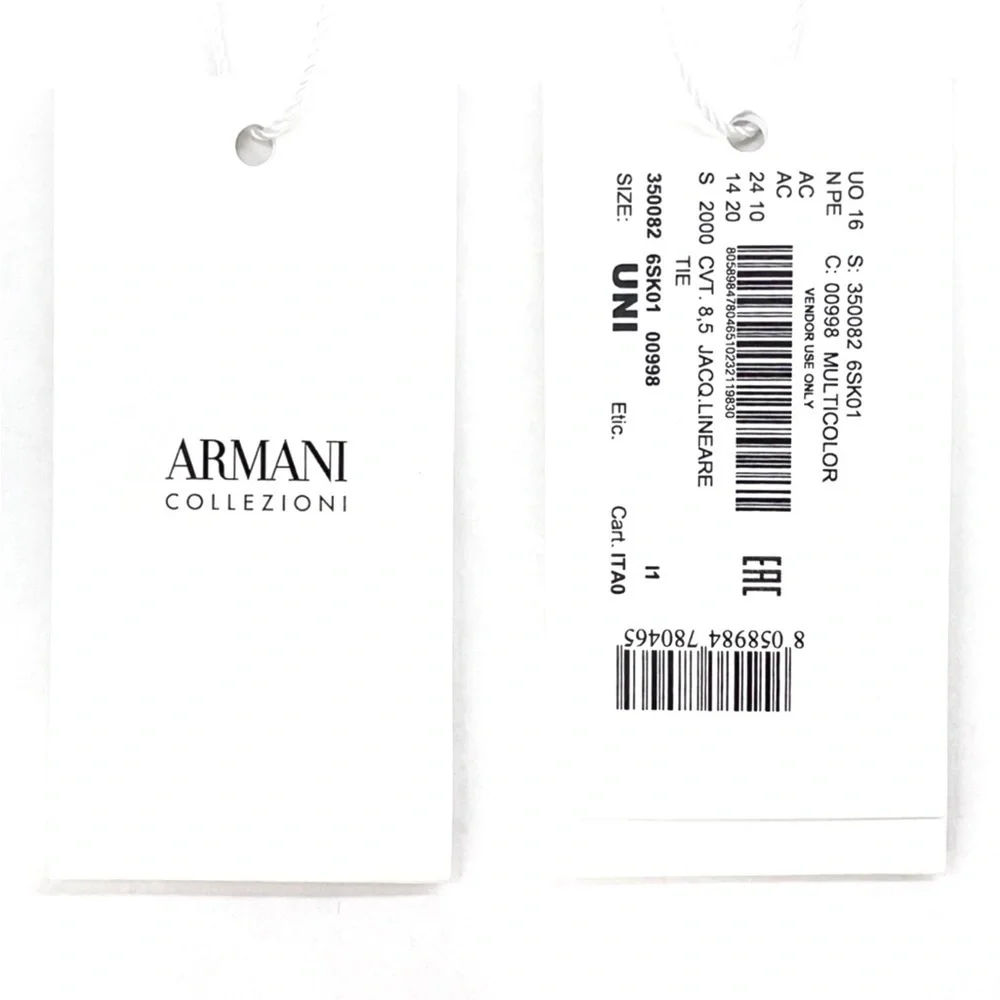 Armani Collezioni Pure Silk Jacquard Neck Tie Diagonal Stripe Navy Blue New NWT
